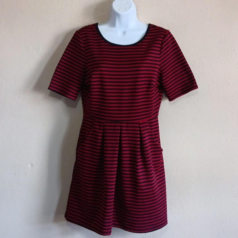 Gothic Punk Red Black Stripe Dress Metal Zipper Speechless Size Large, Scene